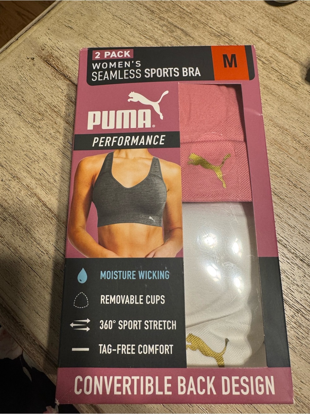 New in Box - Puma Convertible Back Sports Bras - Pink, and White